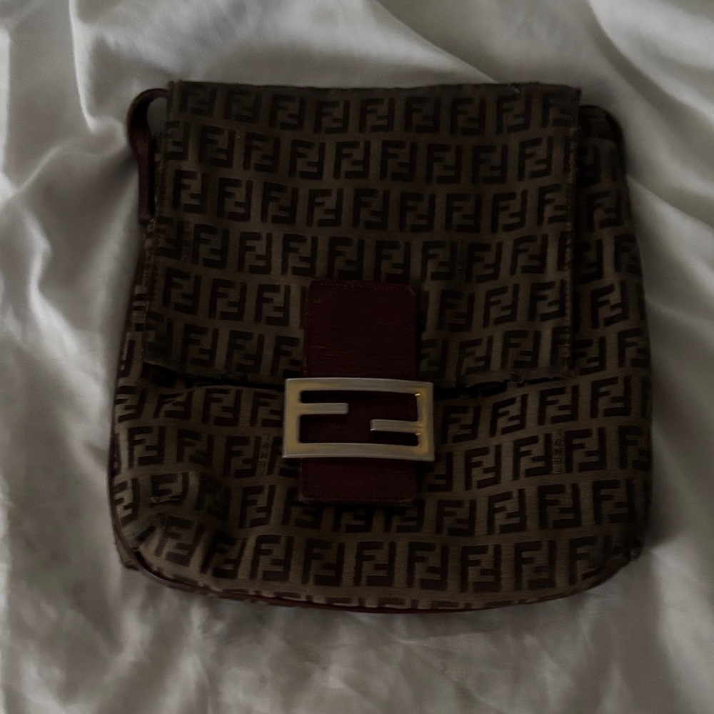 Fendi Brown Monogram cross body bag made In Italy